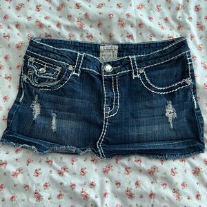 vintage contrast stitch denim mini skirt